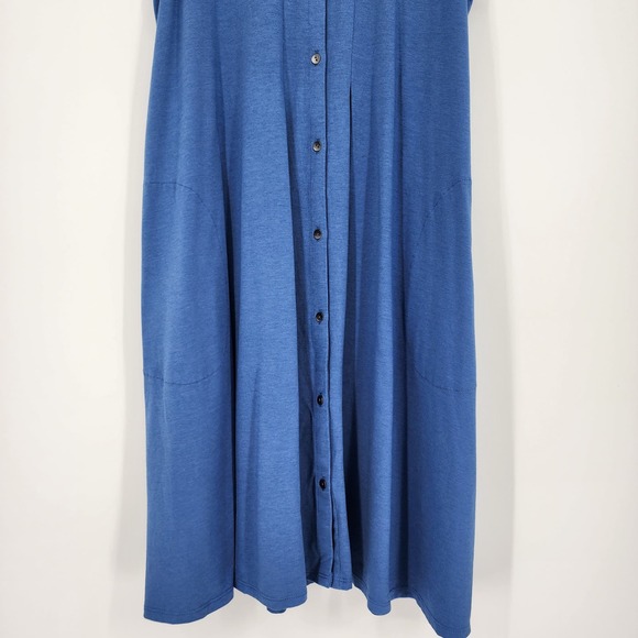 J Jill Swing Shirt Dress XS Button Down Sleeveless A Line Pima Cotton Modal Blue - Picture 6 of 12